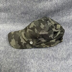 Lululemon Fast and Free Run Hat Grey Black Camo Adjustable Mesh Running Cap OS